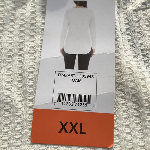 Chaser size XXL cream v neck waffle thermal wide cuff tunic top - Picture 6 of 9